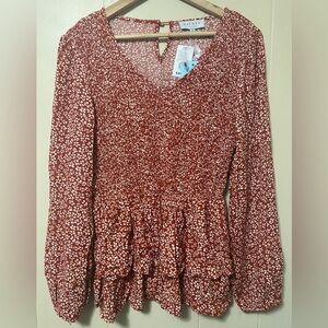 Hayden Red and White Patterned Top